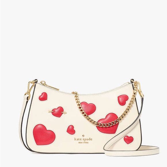♠️kate spade Madison Puffy Heart Convertible Crossbody Meringue White Multi NWT